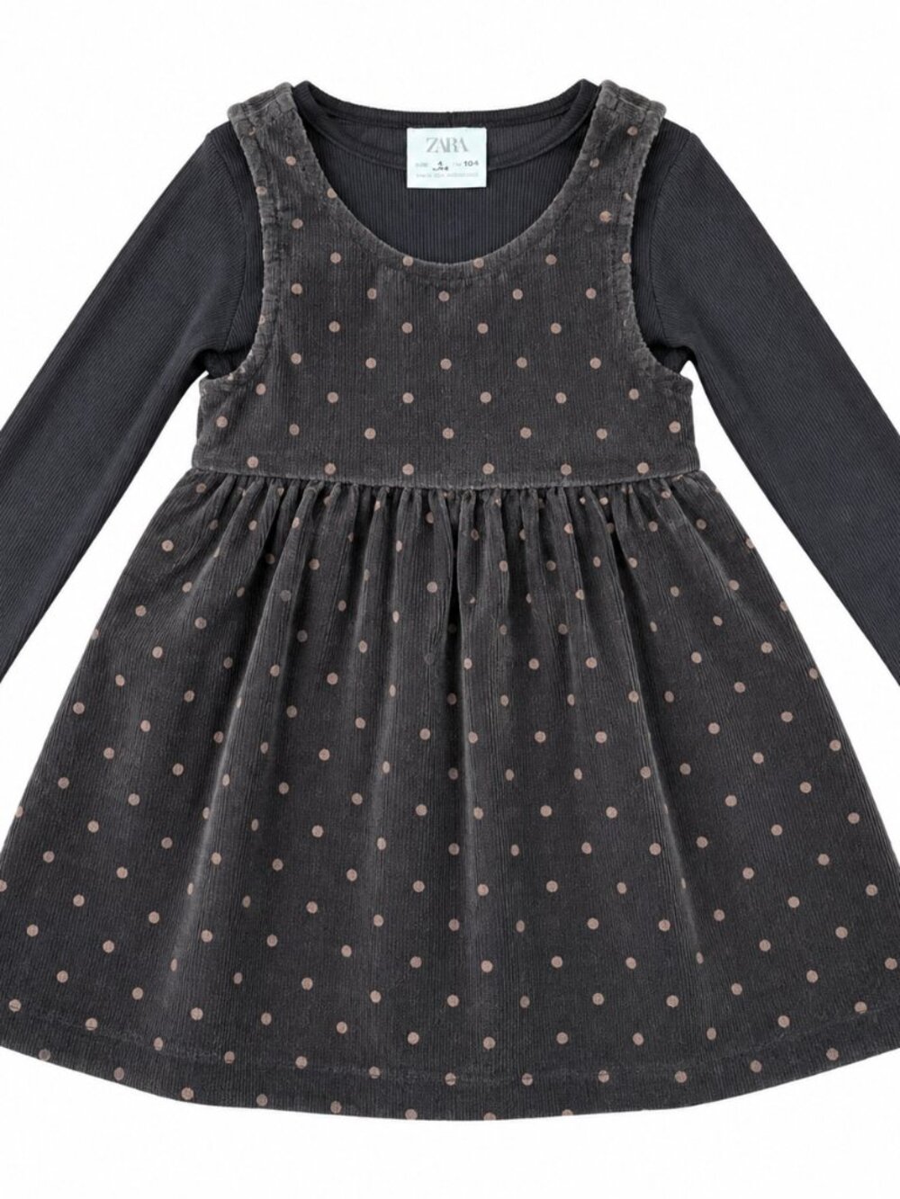 Zara Girls Polka Dot Corduroy Dress – Size 4Y (104)